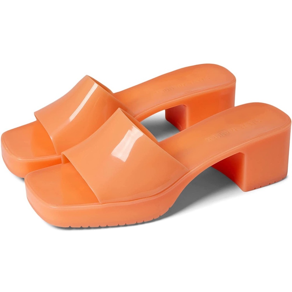 Steve Madden Womens Harlin Orange Square Toe Slip On Heel Sandals  Shoes 7